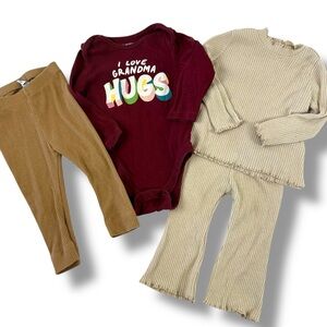 Old Navy Girls 6-12 Month Outfit Bundle Cute Neutral Sets Beige Cream Grandma